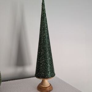 Elegant Green Beaded Holiday Cone Tree